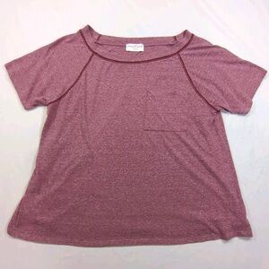 Discount Divas Women's Size Large Oversized T-Shirt with Pocket Pink/Red